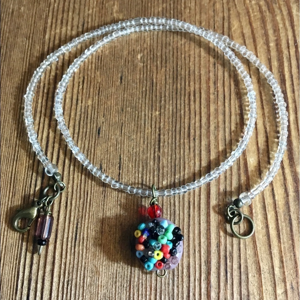 Purple Pendant Ladies Beaded Necklace,  Handmade Ladies Necklace,  Purple